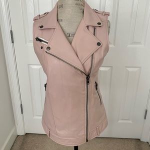 Bagatelle leather moto vest with satin lining.  Size M